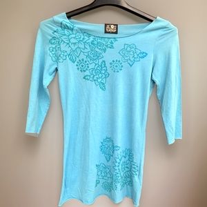 LUCKY BLUE BOHO HIPPIE FLORAL WOMENS SHIRT SIZE SMALL